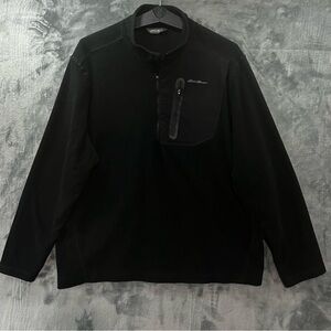 EDDIE BAUER FIRST ASCENT CLOUD LAYER 1/4 ZIP Heather Black sz L Pullover